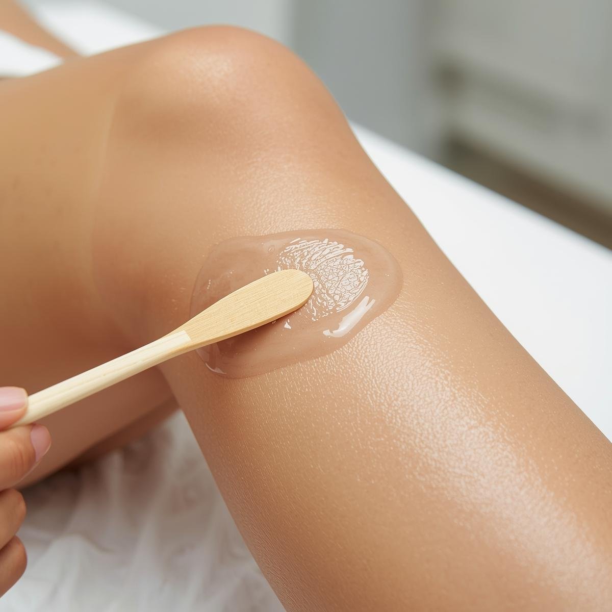 leg waxing using wood flat stick